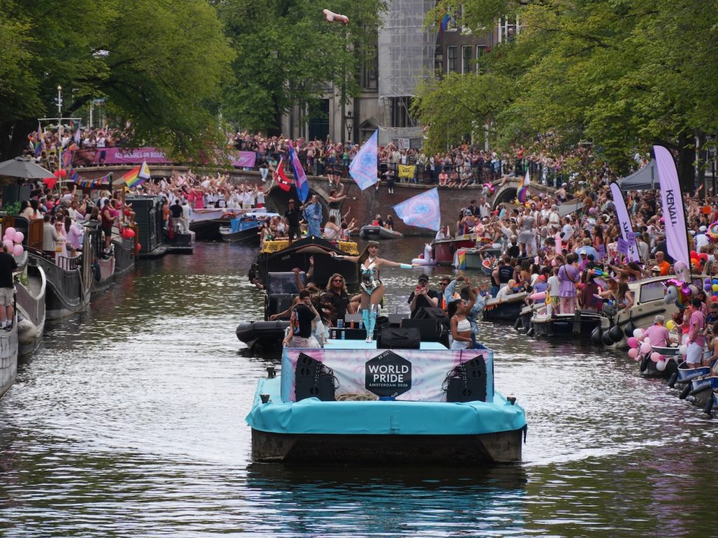 The start of the Amsterdam World Pride 2026 Canal Parade.