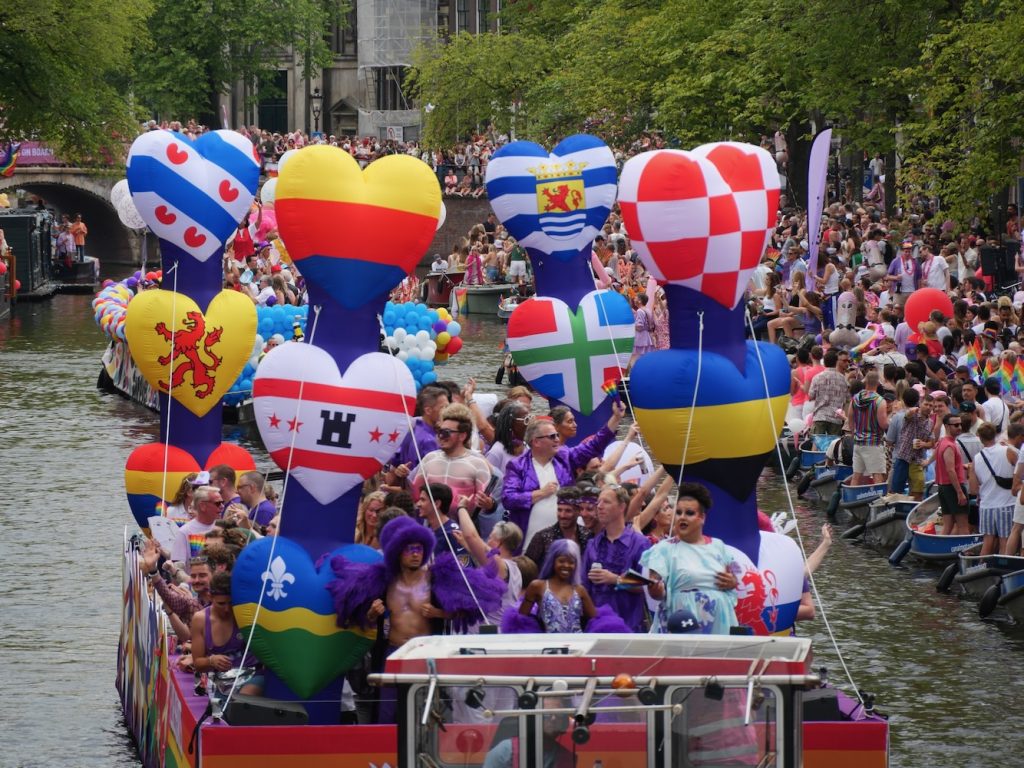 The official Amsterdam float for Amsterdam World Pride 2026 Canal Parade.